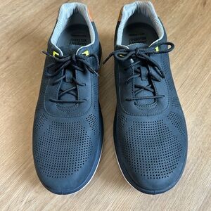 Johnston & Murphy Black Casual Perforated Lace-Up Sneakers with White Soles